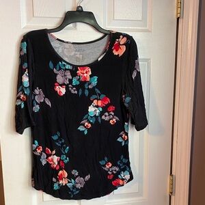 Apt. 9 Black Floral Blouse